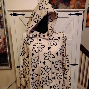 Floral Print Teddy Jacket with Hood